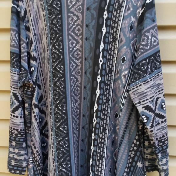 Zanzea Sz 5x Blue Gray Black Stripe Dress - Picture 4 of 4